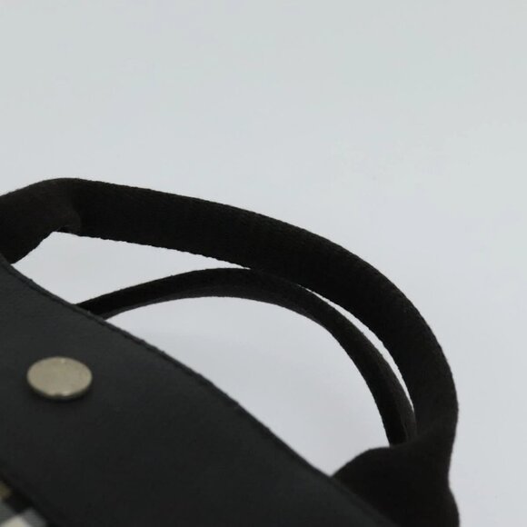 BURBERRY Nova Check Hand Bag Nylon Beige Black Silver Auth - Picture 7 of 16